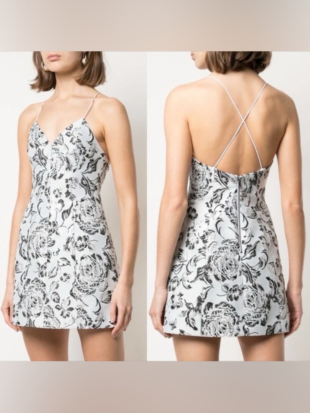 Alice + Olivia Tayla Structured Lantern Mini Dress Coquette Party Wedding Guest